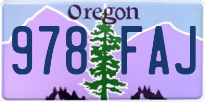 OR license plate 978FAJ