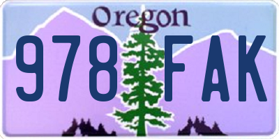 OR license plate 978FAK