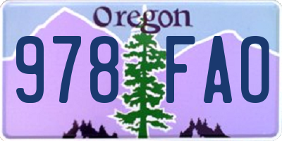 OR license plate 978FAO