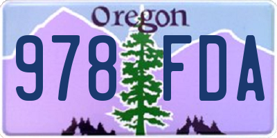 OR license plate 978FDA