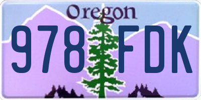 OR license plate 978FDK