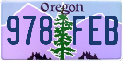 OR license plate 978FEB