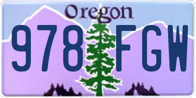 OR license plate 978FGW