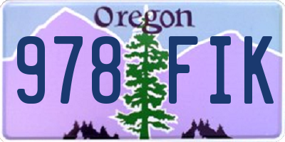 OR license plate 978FIK