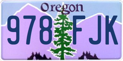 OR license plate 978FJK