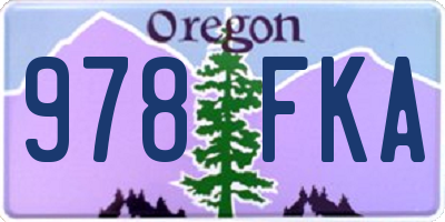 OR license plate 978FKA