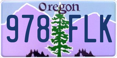 OR license plate 978FLK
