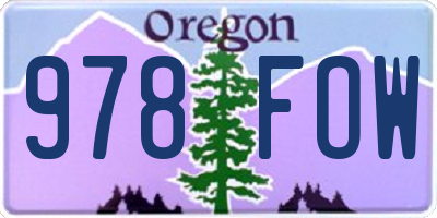 OR license plate 978FOW