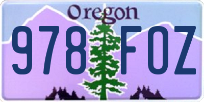 OR license plate 978FOZ