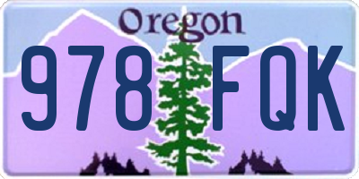 OR license plate 978FQK