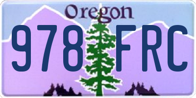 OR license plate 978FRC