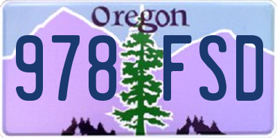 OR license plate 978FSD