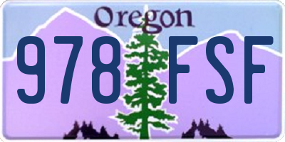 OR license plate 978FSF