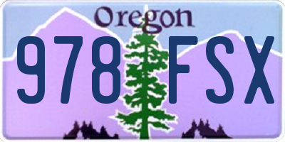 OR license plate 978FSX