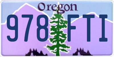 OR license plate 978FTI