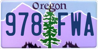 OR license plate 978FWA