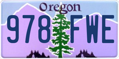 OR license plate 978FWE