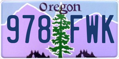 OR license plate 978FWK