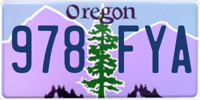 OR license plate 978FYA