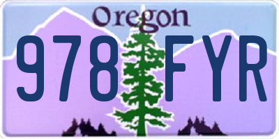 OR license plate 978FYR