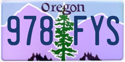 OR license plate 978FYS