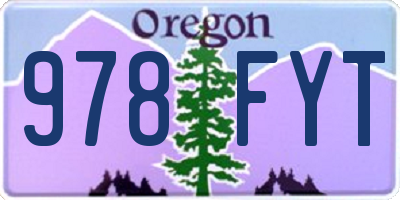 OR license plate 978FYT