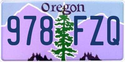 OR license plate 978FZQ