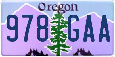 OR license plate 978GAA