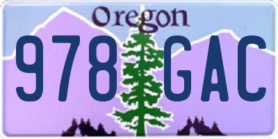 OR license plate 978GAC