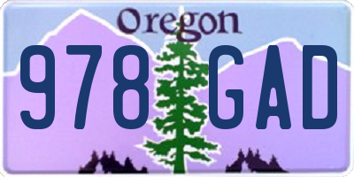 OR license plate 978GAD