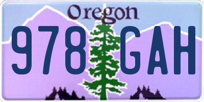 OR license plate 978GAH