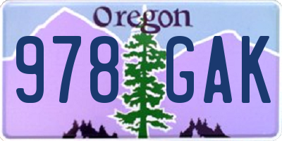 OR license plate 978GAK