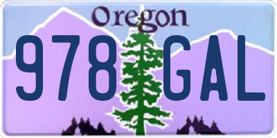 OR license plate 978GAL