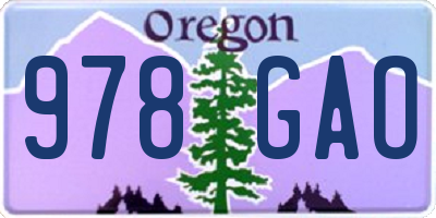 OR license plate 978GAO