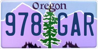 OR license plate 978GAR