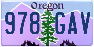 OR license plate 978GAV
