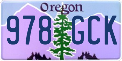 OR license plate 978GCK