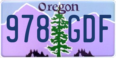 OR license plate 978GDF