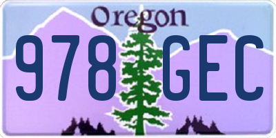 OR license plate 978GEC