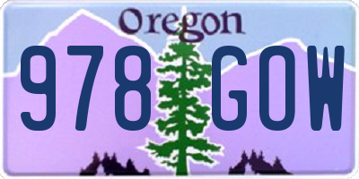 OR license plate 978GOW