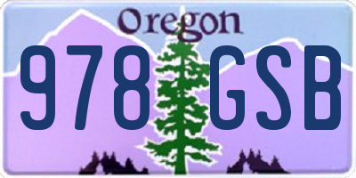 OR license plate 978GSB
