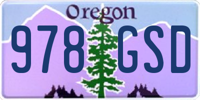 OR license plate 978GSD