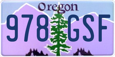 OR license plate 978GSF