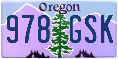OR license plate 978GSK