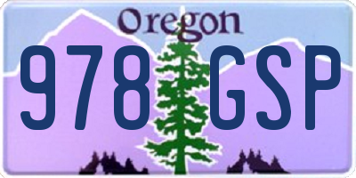 OR license plate 978GSP