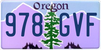 OR license plate 978GVF