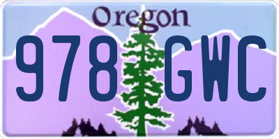 OR license plate 978GWC