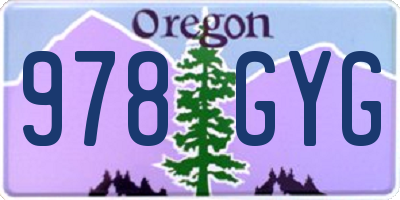 OR license plate 978GYG