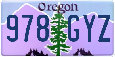 OR license plate 978GYZ