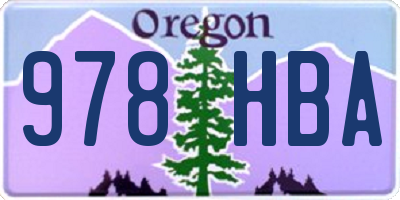 OR license plate 978HBA